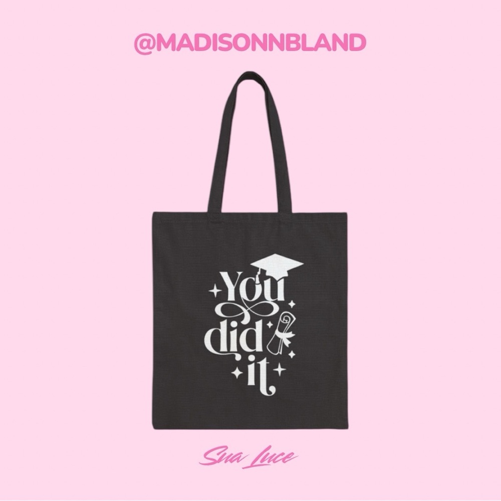 Graduation Gift Cotton Tote Bag - Available in Beige, Pink, Brown, & Black